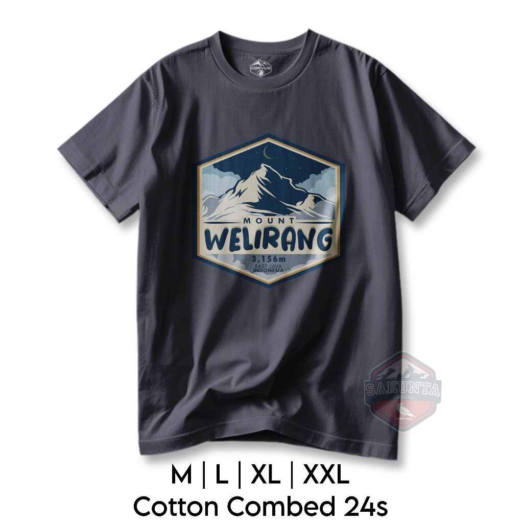 sakunta outdoor kaos pendaki gunung pria dan wanita Tshirt hikking camping gunung welirang logo gunu
