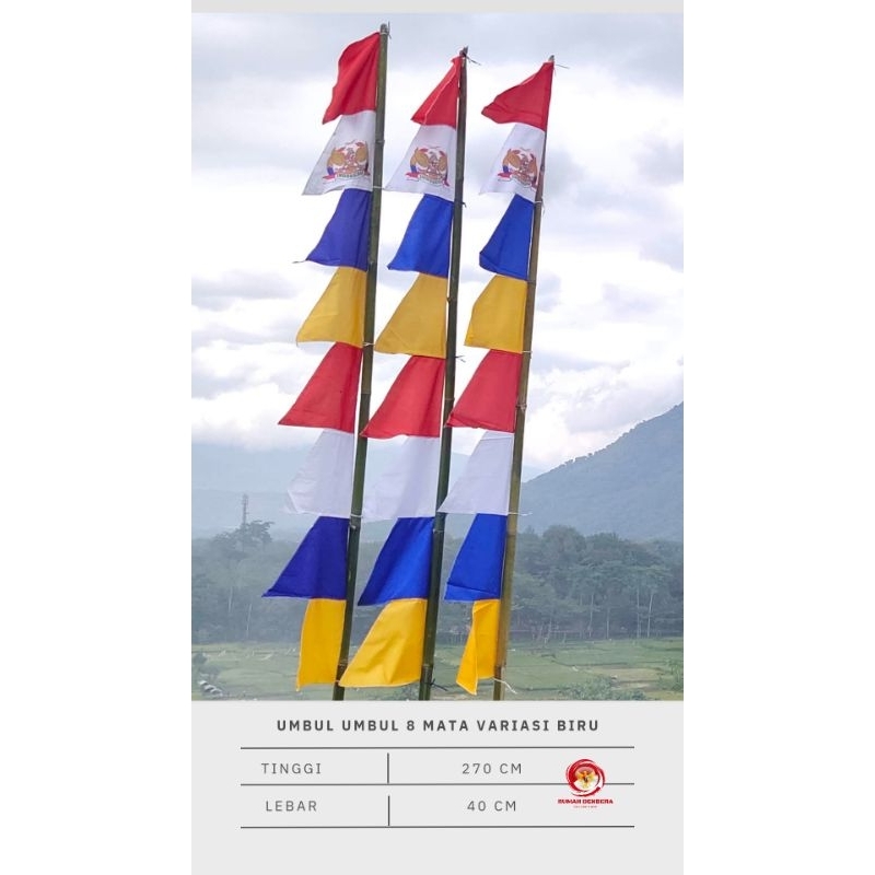 BENDERA UMBUL UMBUL MERAH PUTIH / UMBUL UMBUL WARNA / UMBUL UMBUL 8 MATA / BENDERA UMBUL UMBUL 1 PCS