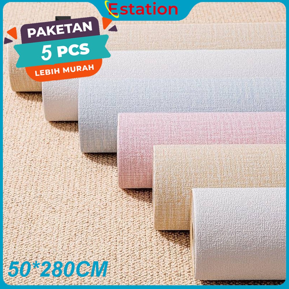 (PAKET 5 Roll) Wallpaper Linen 5 Roll | Wallpaper Dinding | Dekorasi Kamar | Wallpaper Dinding Linen
