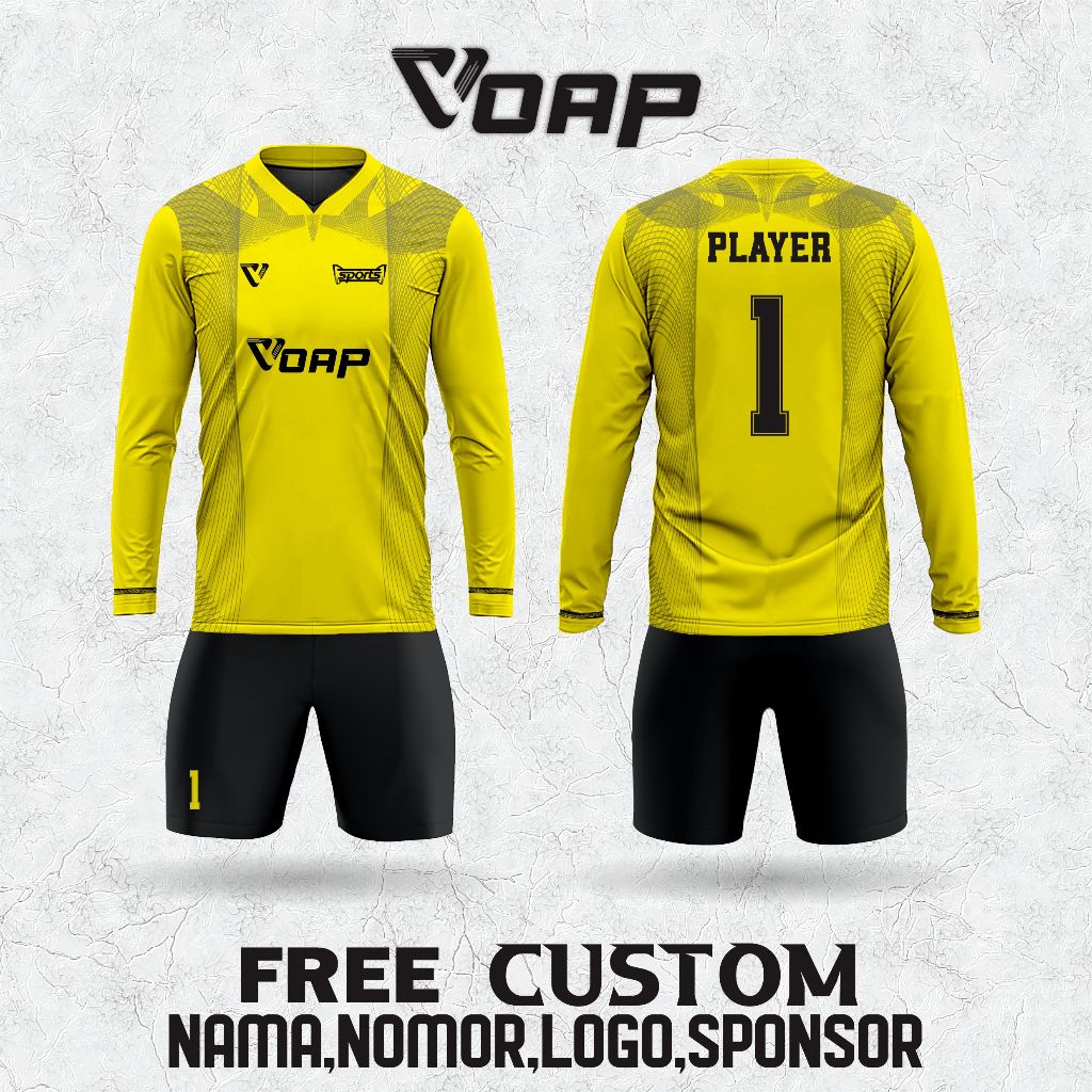 JERSEY KIPER TANGAN PANJANG SEPAKBOLA FUTSAL PRINTING CUSTOM KUNING