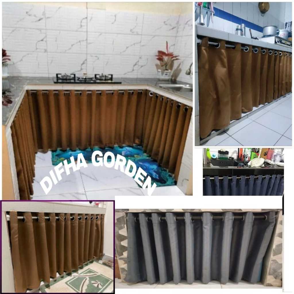 Gorden Kolong Dapur Aesthetic Blackout import Minimalis tirai kompor murah terbaru wastafel cantik