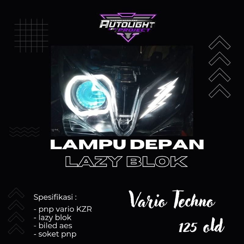 lampu depan utama custom lazy blok biled aes vario techno 125 kzr super old