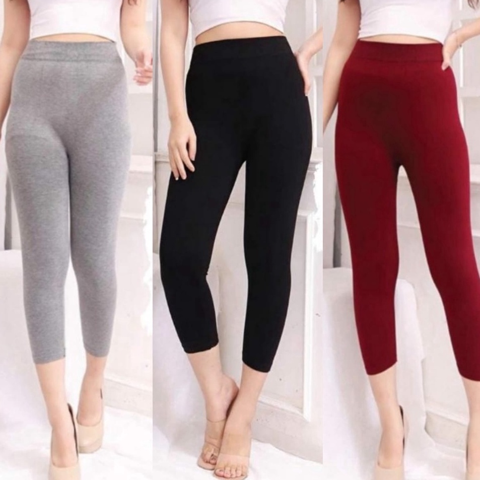 Super Shipment  Legging Pendek 7per8 HW Import Polos  Fashion Wanita  Legging Import Wanita