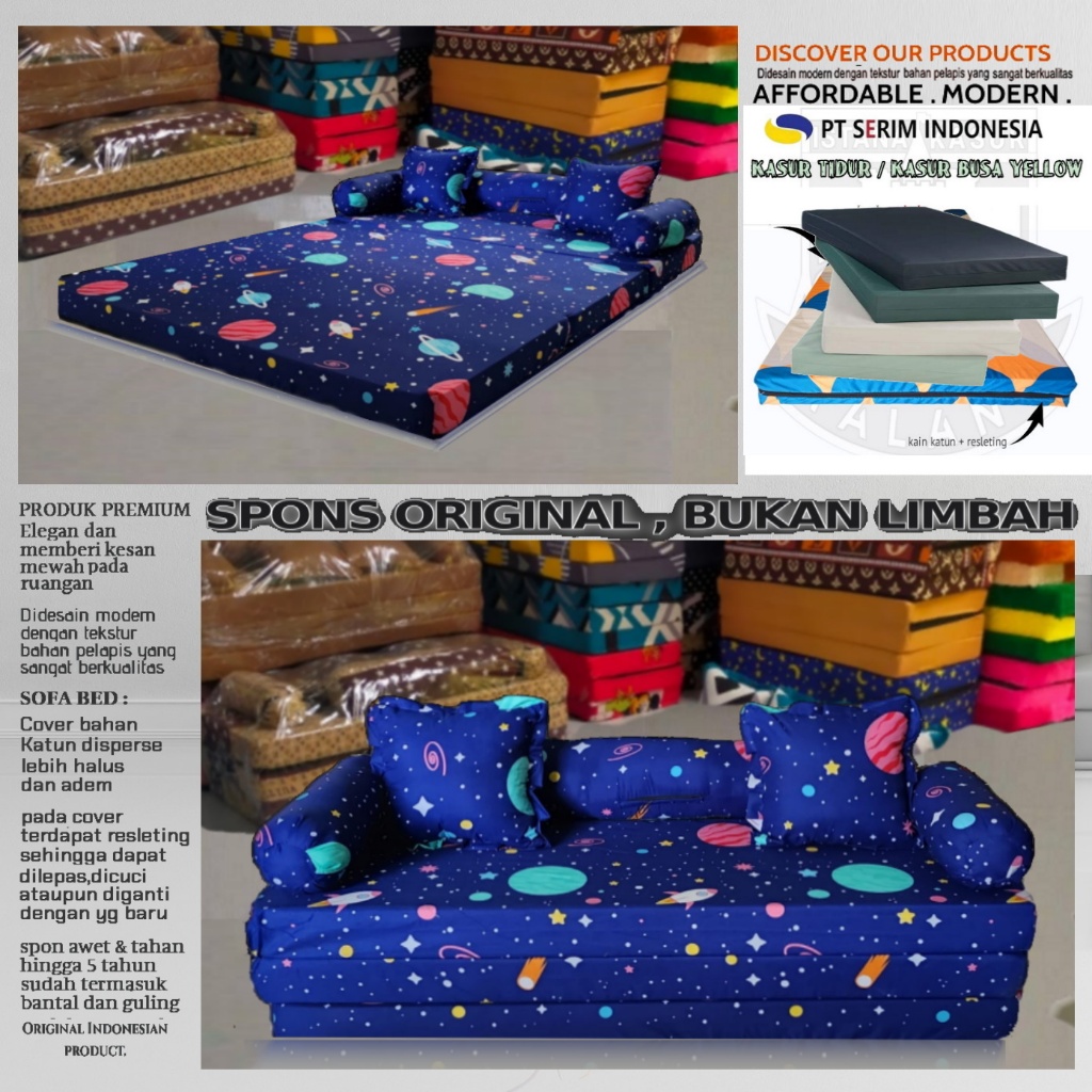 Sofabed Busa yellow Kasur Spon Tebal