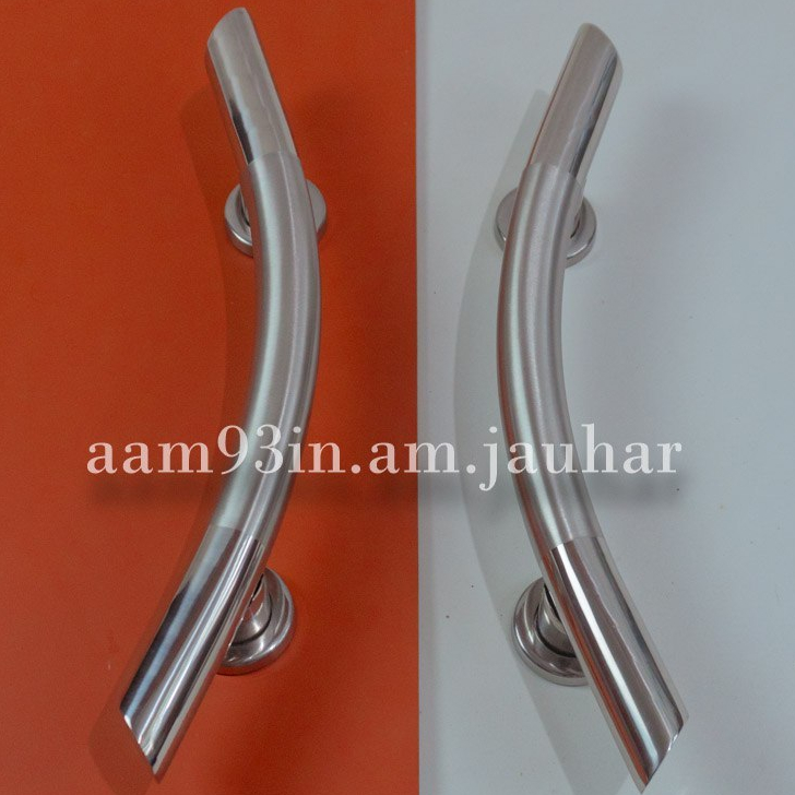 Handle pintu rumah 33 cm tarikan sabit gagang bulat kunci stainles cembung 1" inch lengkung dof glos
