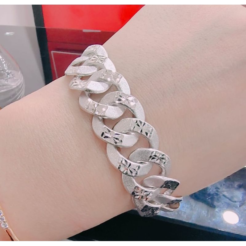 gelang rantay sisik naga mas putih  besar 15-16cm