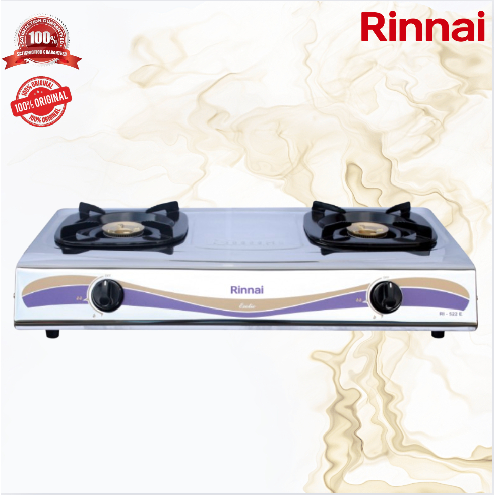 KOMPOR GAS 2 TUNGKU RINNAI RI 522 E/RI-522E/RI-522 E/RI522E/RI 522E/RI522 E/ORIGINAL GARANSI RESMI