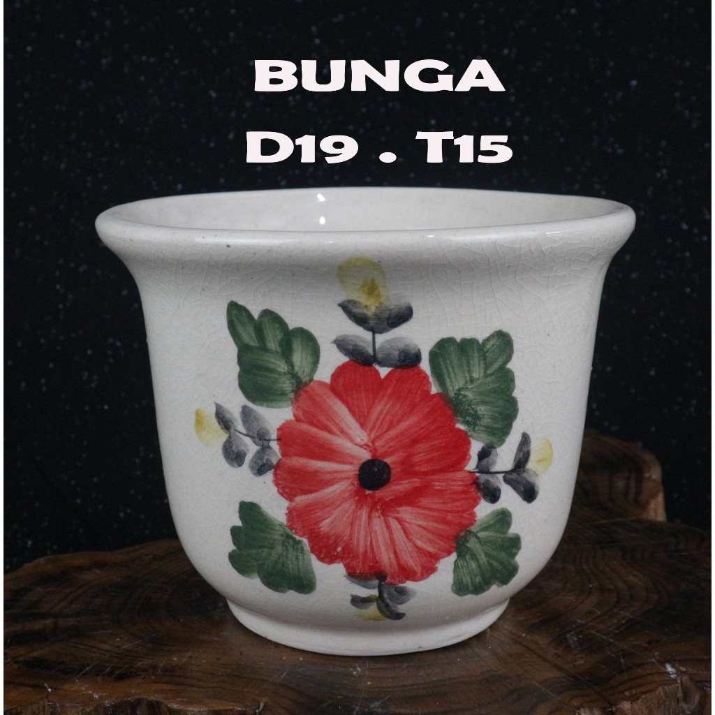 POT BONSAI KERAMIK MOTIF BUNGA