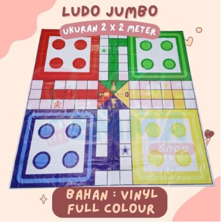 LUDO JUMBO PERMAIAN EDUKASI ANAK UKURAN 2 X 2 METER FREE BANTAL DADU DAN PIN LUDO BARU (MKF)