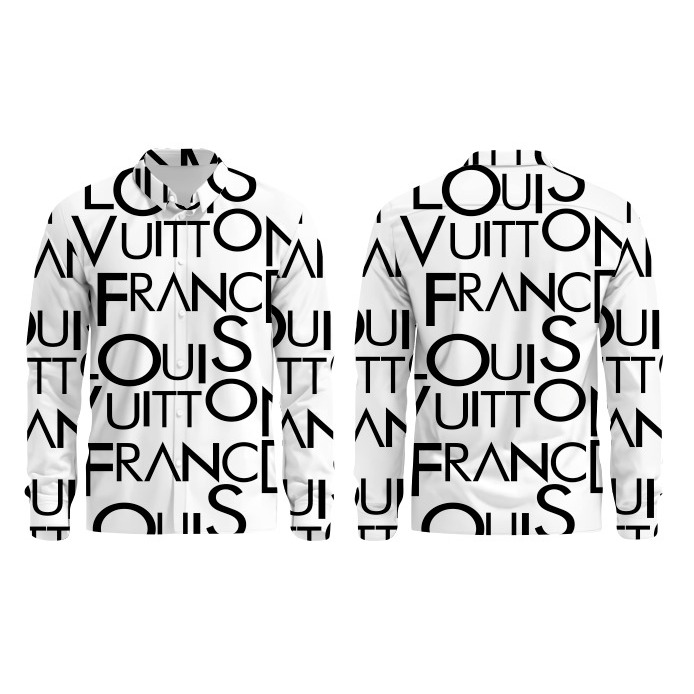 BAJU KEMEJA PRIA DEWASA MOTIF LOUIS VUITTON  FRANCE  LENGAN PENDEK PANJANG CUSTOM DESIGN FULL PRINTI