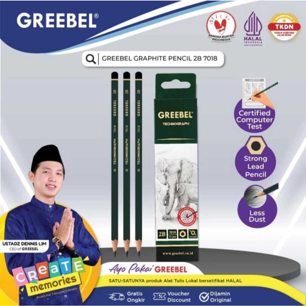 

pensil greebel technograoh 2 B bisa utuk ujian lulus uji komputer satuan