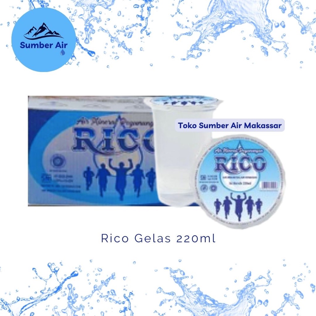 

Air Mineral Rico Gelas 220ml (1 Dus/Karton isi 48)