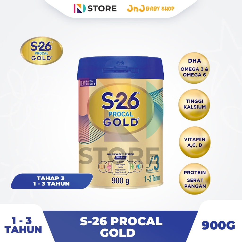 S-26 Procal Gold Tahap 3 Rasa Vanila Kemasan 900g Susu Pertumbuhan 1-3 Tahun/S26 Procal Gold Tahap 3