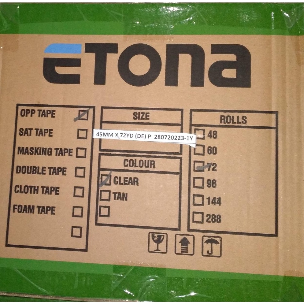 

KODE J83H 1 KARTON Lakban Etona 2 inch 72 yard BENING COKLAT