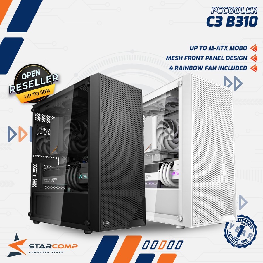 PCCOOLER C3 B310 M-ATX MESH Gaming Case FREE 4 Fan RGB Casing PC