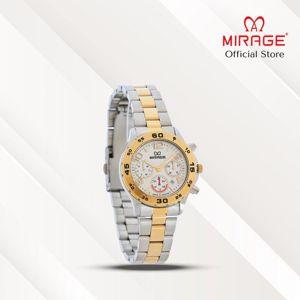 Mirage Jam Tangan Wanita Analog 8810 L Silver Gold Original Stainless