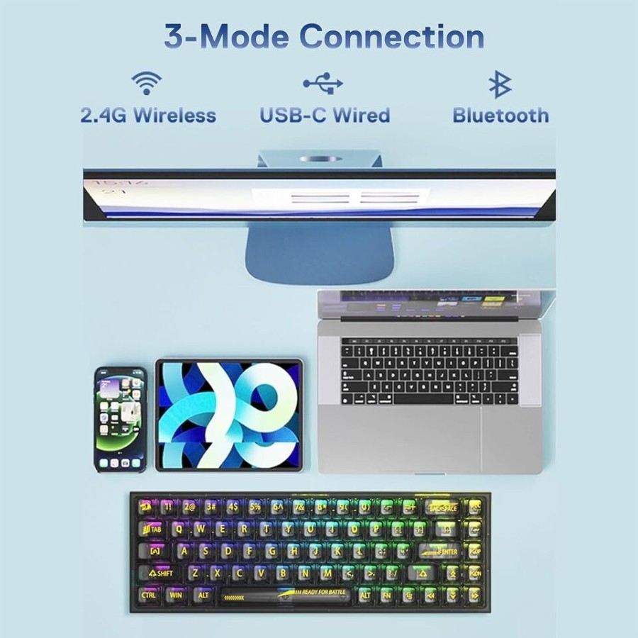 Redragon Transparent Mechanical Gaming Keyboard 3 Mode CASTOR - K631CT