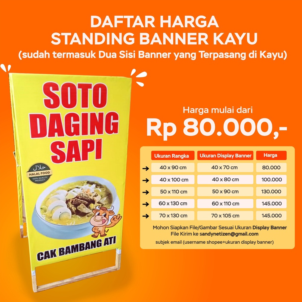 

KODE D87R Stand Banner Spanduk Kayu Segitiga