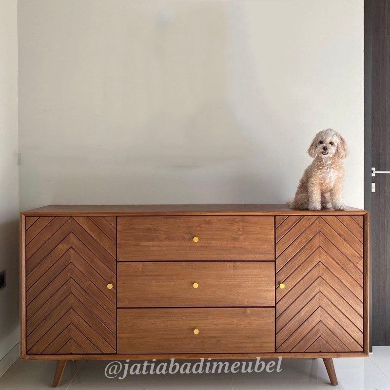 Bufet Tv Kayu Jati | Meja Buffet Drawer Lemari Rak Tv Minimalis Kayu Jati | Cabinet Tv Jati Modern