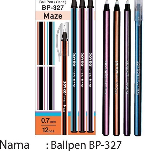 

Pulpen Joyko Maze 0.7mm Hitam BP-327 ( 1 Pack Isi 12 PCS )