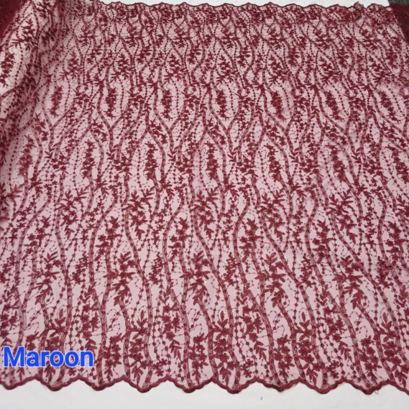 Kain Tile Akar Squeen Bordir/Tile Lace Bordir Payet