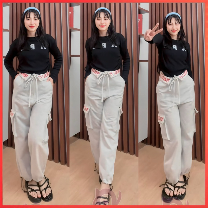 PARIROO CELANA CARGO PEACELOV PREMIUM FLEECE / CELANA CARGO DANCE STYLE / CELANA CARGO WANITA KOREA 