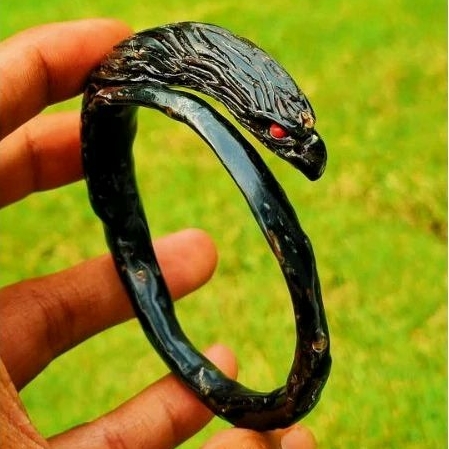 GELANG AKAR BAHAR HITAM UKIR ELANG