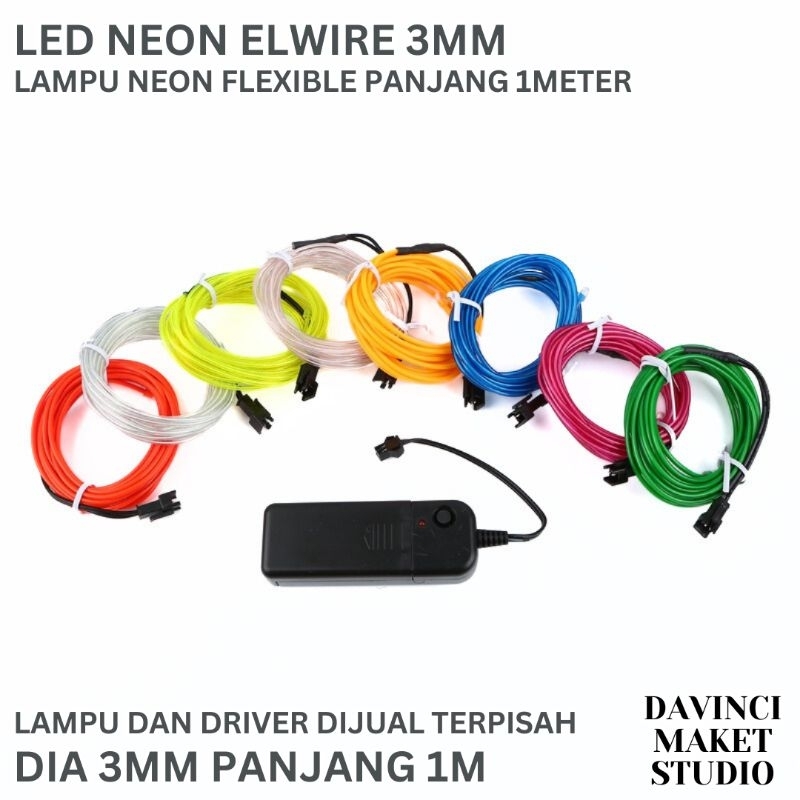Lampu Neon ELWIRE 100cm Miniatur Maket Diorama - Neon Tube Driver Adaptor Kabel LED Connector El Wir