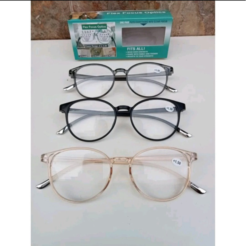 Kacamata Baca Plus +100, +150, + 200, +250, +300, +350, +400, Auto Fokus Baca Wanita Pria (Bahan Len