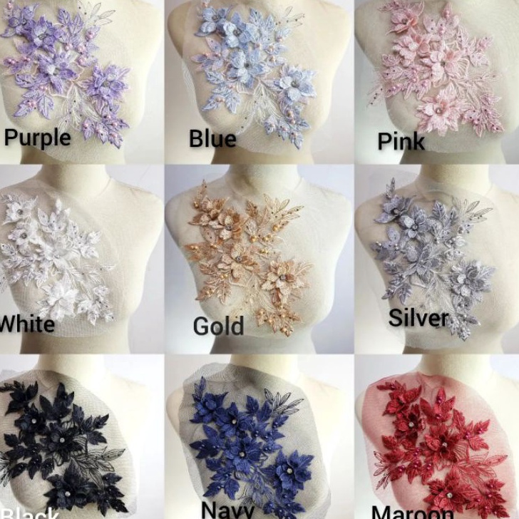 lace bordir bunga 3d import