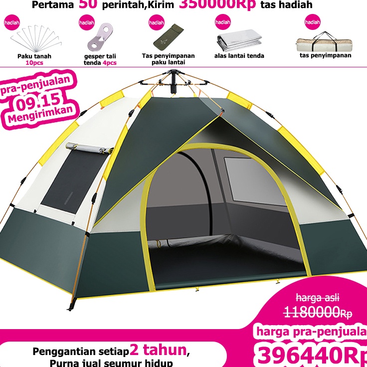 Tenda camping 4 orang tenda double layer tenda otomatis tenda camping 4 orang 2 pintu Tahan angin ta