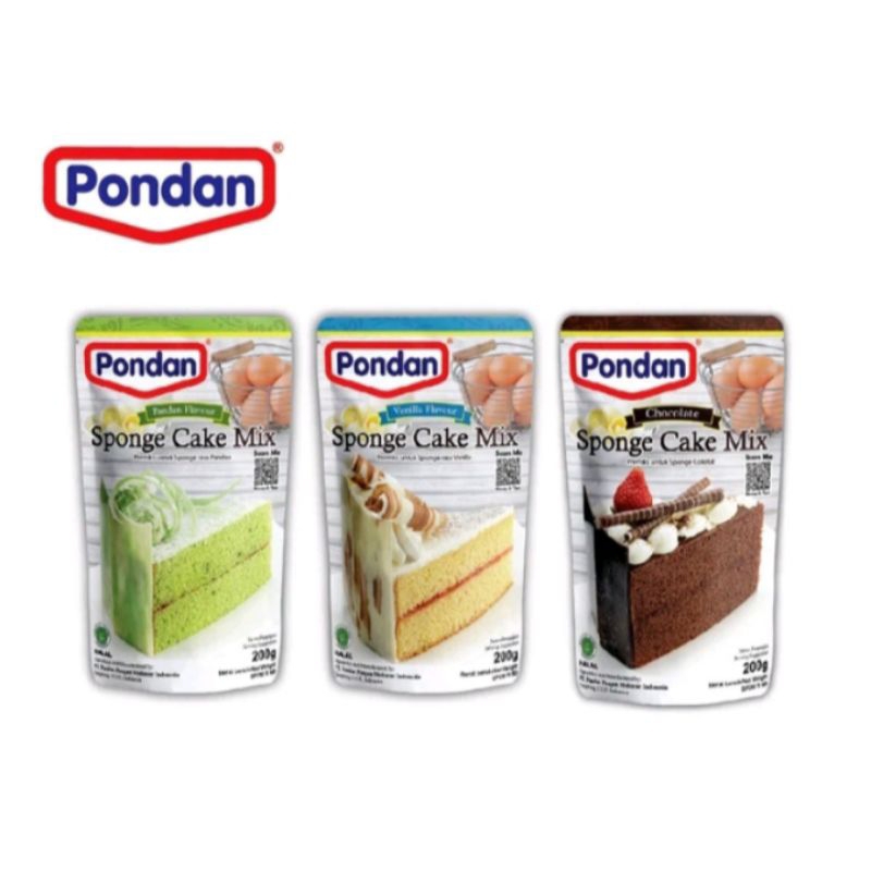 

Pondan Sponge Cake Mix Pandan, Chocolate, Vanilla 200gr