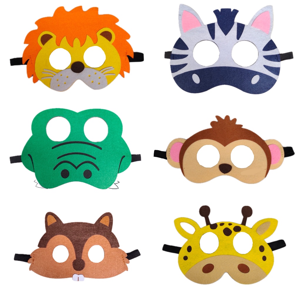 Topeng Flanel Karakter Hewan Perlengkapan Pesta Anak