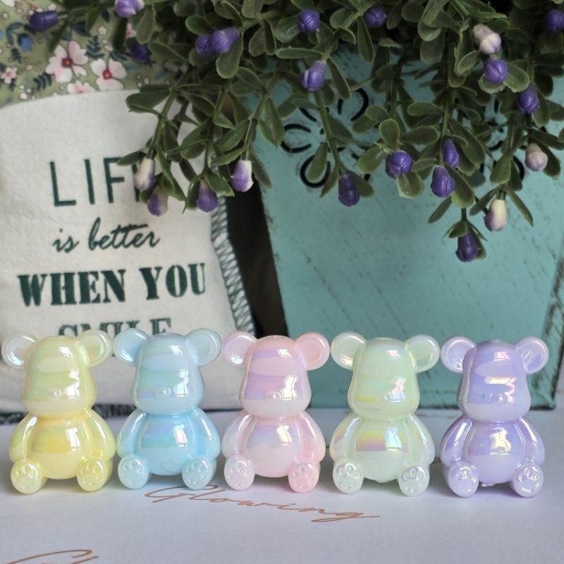 manik manik mote sultan UV 3D boneka BEARBRICK 3cm manik manik boneka teddy bear crafth gradasi