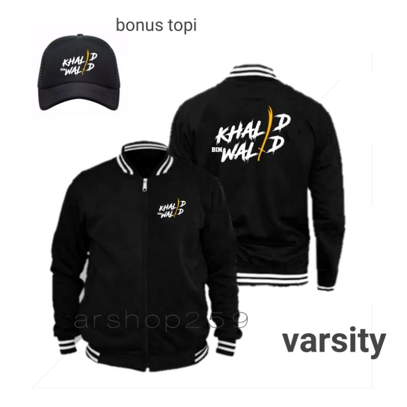 jaket varsity (KHALID bin WALID)+ bonus topi