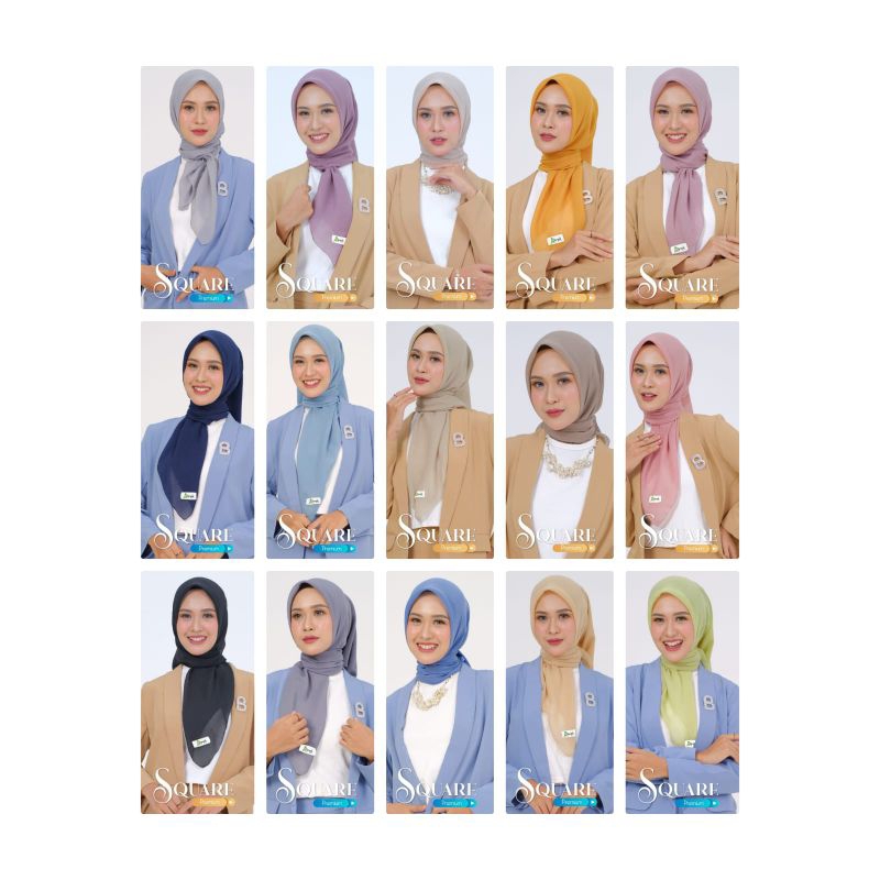 [ SQUARE PREMIUM  ] By SYAQILA hijab polos daily cantik hijab premium hijab Square  plain jilbab pol