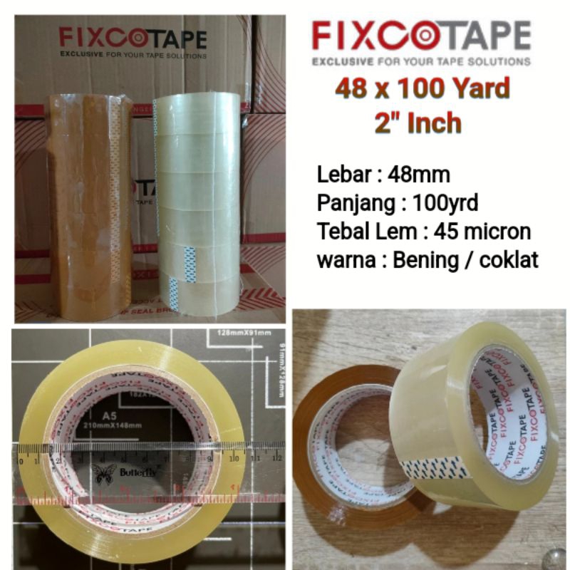 

Lakban Coklat & Bening Fixcotape 2" inch 48 × 100 Yard Murni ( 1 Dus isi 72 Pcs )