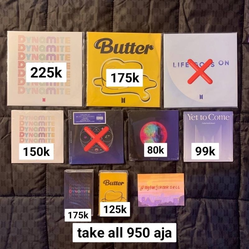 BTS VINYL LP LIFE GOES ON BUTTER DYNAMITE LGO CD MY UNIVERSE COLDPLAY YET TO COME official new seale