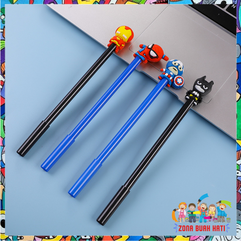 

ZBH Pena Karakter SuperHero Gel Pulpen Karakter Pen Tinta Gel Lucu Alat Tulis Karakter Superhero 3D Murah