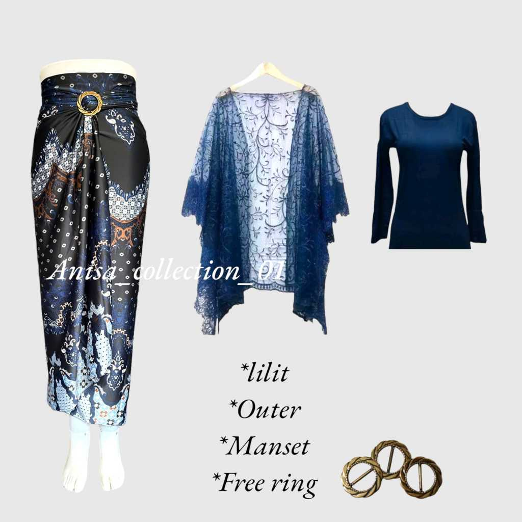 Outfit Atasan Fashion Satu Set Outer brokat cape Brokat Crop Kondangan Pesta Brokat seragam Bridesma