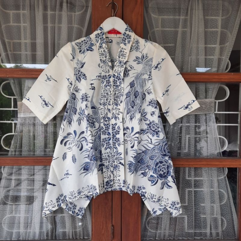 Atasan blouse kebaya wanita modern putih biru kerja pria po kemeja tulis ukurannya keterangan