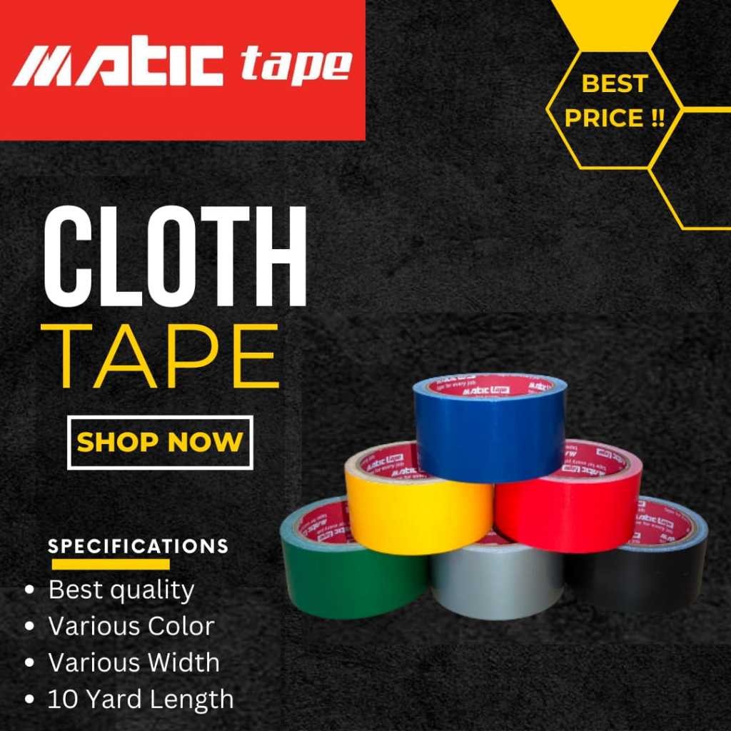 

MATIC tape Cloth Tape Lakban Kain Tersedia bebagai macam ukuran Best Quality Control