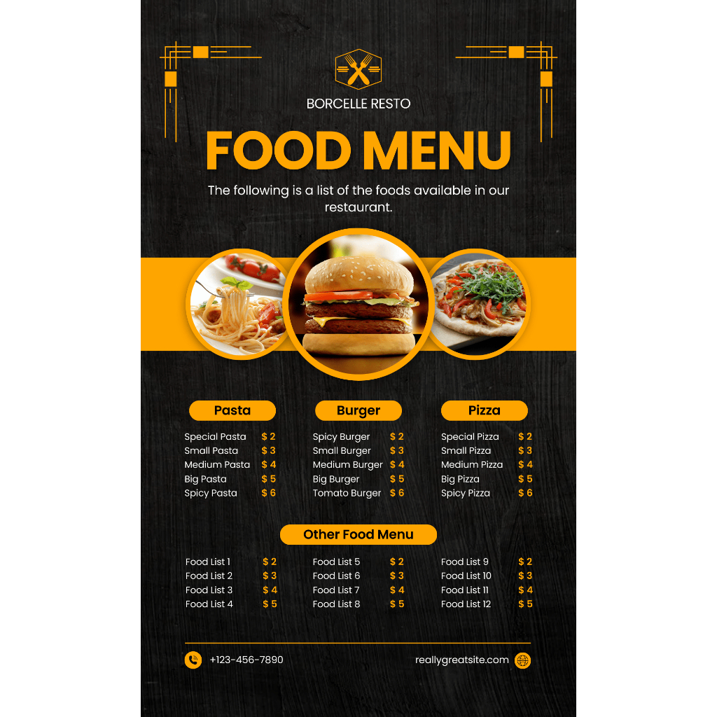 Jasa Desain Menu/Pricelist Makanan dan Minuman