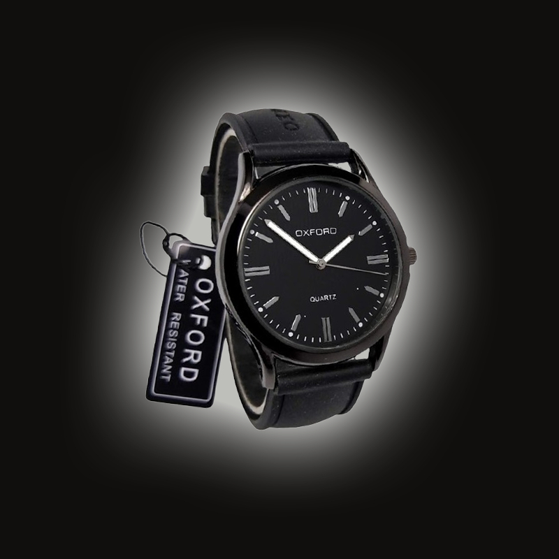 Jam Tangan CLASSIC Pria  Anti Air Original Hitam Analog Simple Keren Tipis Tali Karet OXFORD