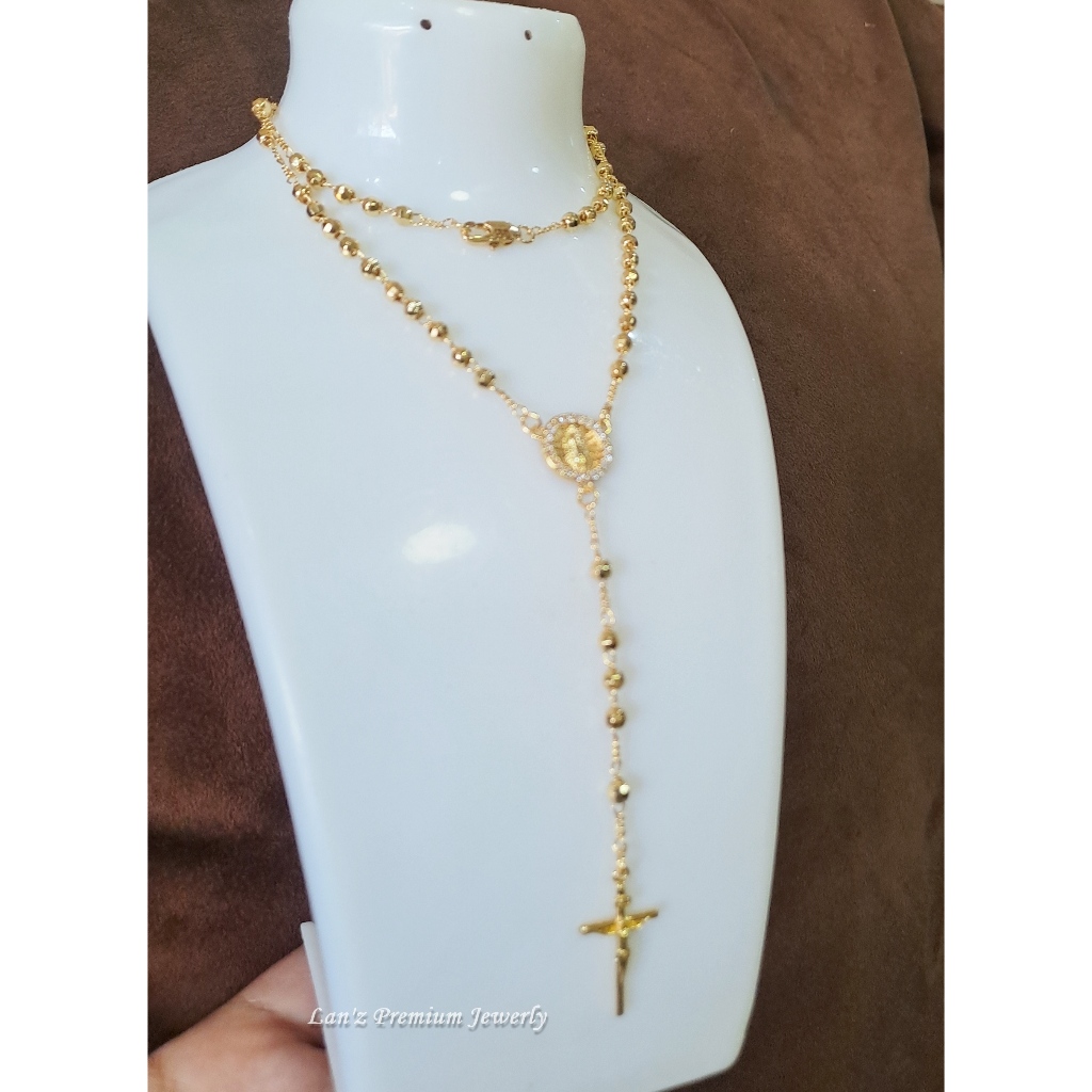 RB Kalung Rosario Maria Guadalupe Salib Emas Titanium