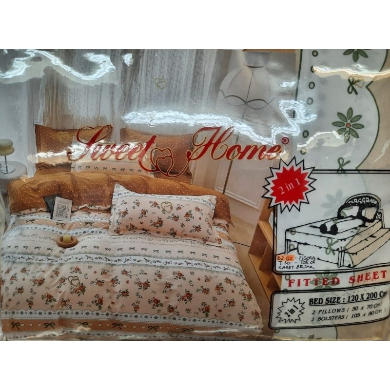 Sprei 2 in 1 Kasur sorong/ ranjang susun (120x200 flat) katun Jepang merk Sweet Home ori asli