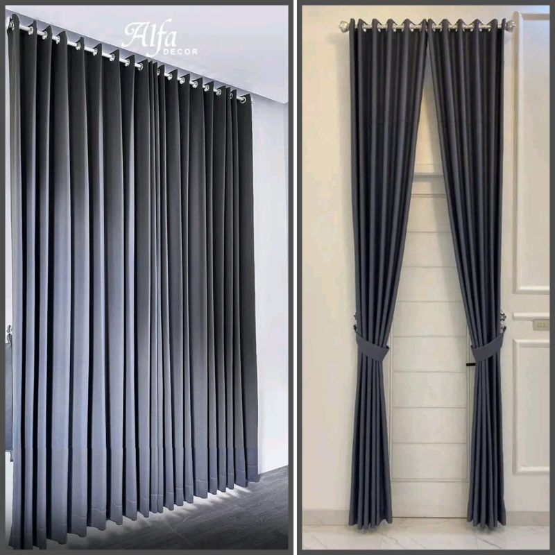 Gorden jendela minimalis  / Gorden pintu model smokring /Gorden polos tebal
