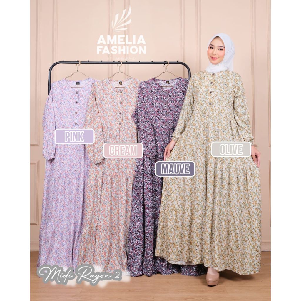 GAMIS RAYON AMELIA, DRESS RAYON , GAMIS RAYON AMELIA, AMELIA FASHION, Gamis Rayon viscose motif Mawa