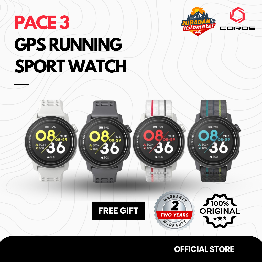 Coros Pace 3 GPS Sport Watch Silicone & Nylon | Jam Tangan Lari | Garansi 2 tahun | Jam Coros