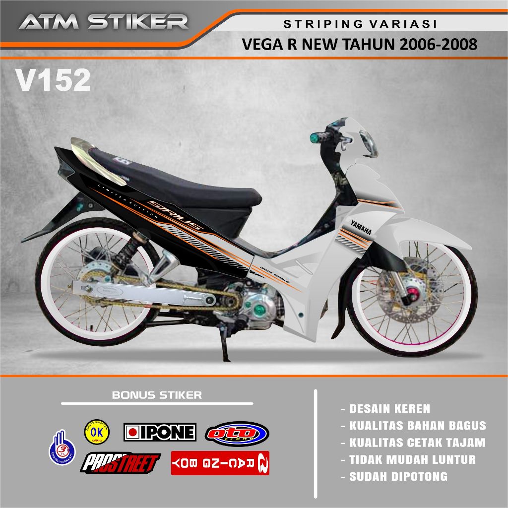 Stiker striping variasi yamaha vega r new tahun 2006 - 2008